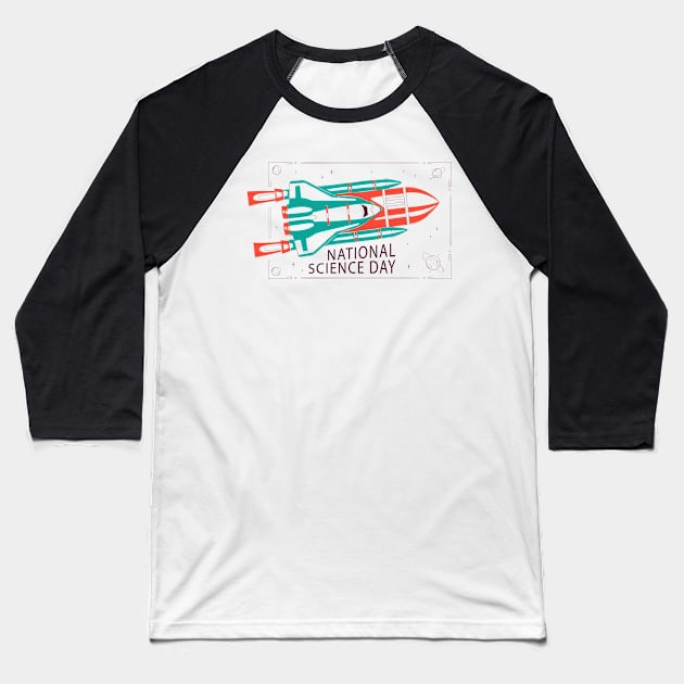 Science Day Space Ship Baseball T-Shirt by Mako Design 